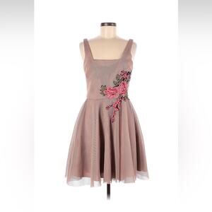 Sequin Hearts mesh and embroidered flower cocktail party dress 9